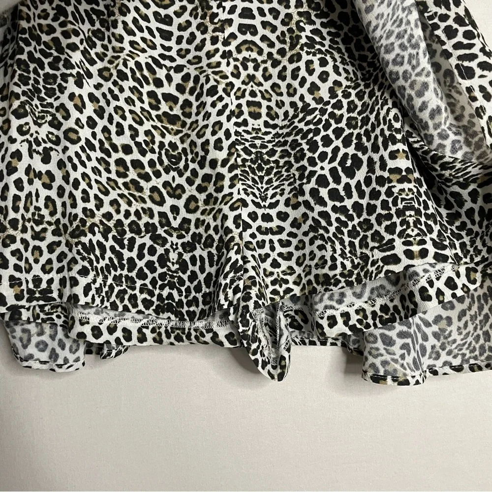 Zara Ruffle Leopard Print Mini Skort Skirt Boho Animal Cheetah Print - Picture 5 of 14
